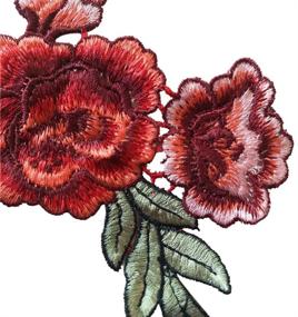 img 1 attached to 🌹 Red Rose Floral Applique Patches for DIY Lace Fabric Crafts (4 Pairs)