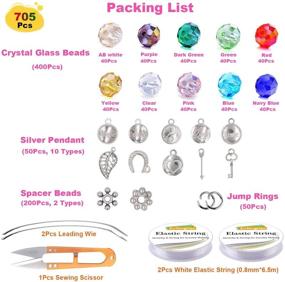 img 1 attached to 📿 705Pcs EuTengHao Crystal Glass Beads Kit - Faceted Beads Pendant, Spacer Beads, Bracelet String, Open Jump Ring Set for Jewelry Making Supplies - Ideal for Bracelets, Necklaces, Earrings Crafting (10 Colors)