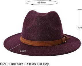 img 2 attached to 🎩 Jastore Kids Girls Boys Wide Brim Fedora Hat with Belt Buckle - Wool Felt Floppy Hat