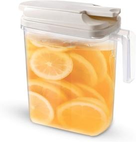 img 4 attached to 🥤 Premium 61oz/1.8L BPA-Free Plastic Drink Pitcher with Secure Locking Spout Lid, Handle, and Slim Design – Ideal for Water, Coffee, Lemonade, Iced Tea & Juice - Detachable Top - Safer Alternative to Glass - Jarra+