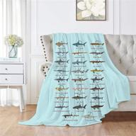 🦈 mystcover shark alphabet sofa couch throw blanket - soft flannel decorative lightweight microfiber, cozy & warm, suitable for all seasons, 60x50 inch - ideal for teens logo