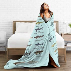 img 2 attached to 🦈 Mystcover Shark Alphabet Sofa Couch Throw Blanket - Soft Flannel Decorative Lightweight Microfiber, Cozy & Warm, Suitable for All Seasons, 60x50 Inch - Ideal for Teens