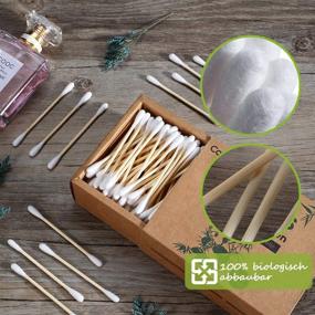 img 2 attached to 200ct Bamboo Cotton Swabs - Biodegradable & Recyclable Double Tipped 🌿 Ear Sticks - Wooden Cotton Buds for Ears - Plastic-Free Makeup Swab