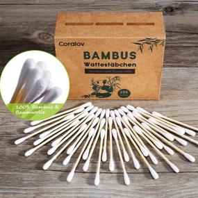 img 3 attached to 200ct Bamboo Cotton Swabs - Biodegradable & Recyclable Double Tipped 🌿 Ear Sticks - Wooden Cotton Buds for Ears - Plastic-Free Makeup Swab