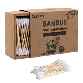 img 4 attached to 200ct Bamboo Cotton Swabs - Biodegradable & Recyclable Double Tipped 🌿 Ear Sticks - Wooden Cotton Buds for Ears - Plastic-Free Makeup Swab