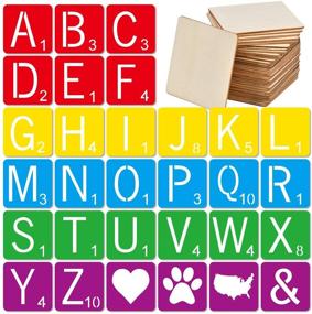 img 4 attached to 🔡 Scrabble Style Tile Stencil Letters and Unfinished Wood Set: 30 Pieces + 50 Pieces - Perfect for Home Decor, DIY Projects, and Personalized Art