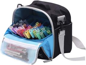 img 4 attached to 👜 130 Pen Capacity Large Tote Bag for Markers, Brush Pens, Coloring Pencils, Books, Art Supplies, Crafts Tools, and Cosmetics - Black