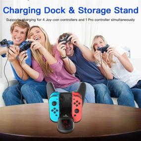 img 1 attached to 🔌 NexiGo Latest Charging Dock: Efficient Charging Station for 4 Switch Joy-con Controllers & Pro Controller - With LED Indicators and USB Type-C Charging Cable (Black)