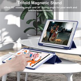 img 2 attached to 📱 Mastten iPad 9th/8th/7th Gen Case with Pencil Holder, 10.2-inch Clear Back Cover, Trifold Stand, Auto Sleep/Wake, Blue Gray - Compatible with iPad Case 2021/2020/2019