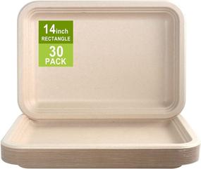 img 4 attached to 🍽️ BangShou Compostable Heavy-Duty Paper Plates: 14-Inch Disposable Waterproof & Oil-Proof Trays - 30 Pack