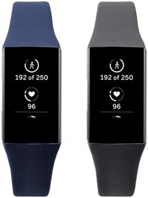 img 2 attached to 👨 Ремешки Mtozon из кожи: Совместимы с Fitbit Charge 3/Charge 4, стильная замена узких ремешков для мужчин и женщин - серый + темно-синий, размер L.
