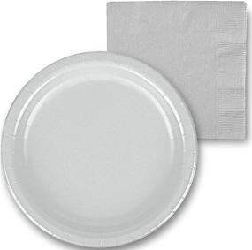 img 4 attached to CUSINIUM 24 Count 7-inch Silver Paper Dessert Plates with 50 Count 3-ply Silver Party Napkins