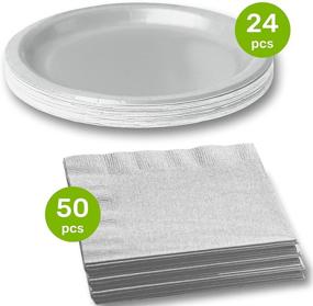 img 3 attached to CUSINIUM 24 Count 7-inch Silver Paper Dessert Plates with 50 Count 3-ply Silver Party Napkins