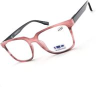 👓 women's comfortable pink fashion square readers with spring hinge - blue light blocking computer reading glasses logo