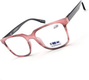 img 4 attached to 👓 Women's Comfortable Pink Fashion Square Readers with Spring Hinge - Blue Light Blocking Computer Reading Glasses