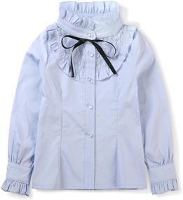 img 4 attached to 👑 Princess Lace Collar Girls' Blouse with Bowknot - Long Sleeve Ruffle Shirt