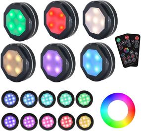 img 4 attached to Puck Lights Battery Operated, GANA 6 Pack Color Changing Under Cabinet Lighting - Battery Powered Lights with Remote, 16 Colors and 4 Modes