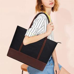 img 3 attached to Laptop Tote Bag for Women, Water Resistant Nylon Shoulder 👜 Bag fits 15.6-17 Inch Laptops - Lightweight & Stylish Messenger Bag