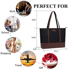 img 2 attached to Laptop Tote Bag for Women, Water Resistant Nylon Shoulder 👜 Bag fits 15.6-17 Inch Laptops - Lightweight & Stylish Messenger Bag