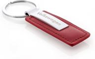 🔑 red vw leather and metal rectangular key chain with wordmark by volkswagen logo