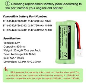 img 3 attached to 🔋 iMah Ryme B1 BT183342 BT166342 BT162342 Battery for VTech and AT&amp;T Cordless Handset Telephones - 1-Pack