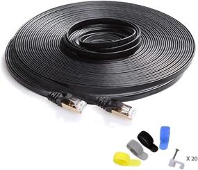 img 4 attached to 🔌 CableGeeker Cat7 Shielded Ethernet Cable 100ft (Highest Speed Cable) + Free Clips and Straps - Black Computer Cord for Router Xbox, Supports Cat5/Cat6 Network, 600Mhz, 10Gbps