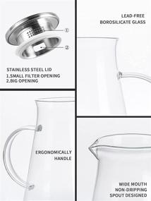 img 2 attached to 🥛 Kanwone 64oz Glass Pitcher with Spout and Stainless Steel Lid, Durable Borosilicate Glass Water Carafe for Sun Tea, Lemonade, Juice, Milk, and Hot Beverages