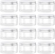 🍶 12 pcs clear plastic mason jars - 8 ounce wide mouth storage containers with lids for kitchen & household storage - airtight plastic jars for storage логотип