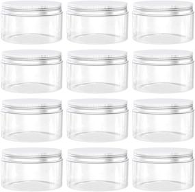 img 4 attached to 🍶 12 PCS Clear Plastic Mason Jars - 8 Ounce Wide Mouth Storage Containers with Lids for Kitchen & Household Storage - Airtight Plastic Jars for Storage