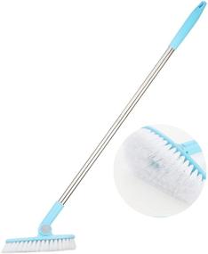 img 4 attached to 🛀 Blue Detachable Scrub Brush Scrubber with Extendable Handle for Tub, Bathroom, and Tile – Lightweight, Rotatable, and Scalable Brush with Telescopic Alloy Handle