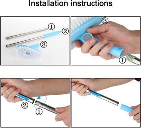 img 1 attached to 🛀 Blue Detachable Scrub Brush Scrubber with Extendable Handle for Tub, Bathroom, and Tile – Lightweight, Rotatable, and Scalable Brush with Telescopic Alloy Handle