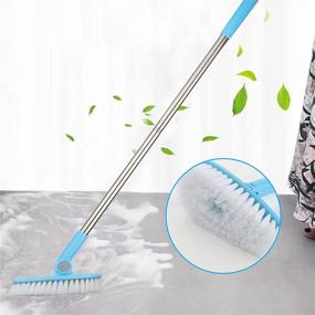 img 2 attached to 🛀 Blue Detachable Scrub Brush Scrubber with Extendable Handle for Tub, Bathroom, and Tile – Lightweight, Rotatable, and Scalable Brush with Telescopic Alloy Handle