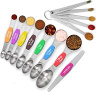 premium stainless steel measuring cups and spoons set - 13 pieces with 5 nesting cups and 8 stackable spoons (steel) logo