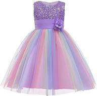 mesmerizing super fairy flower girls sequin mesh tulle rainbow party dress: a princess-worthy lace ball gown logo