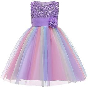 img 4 attached to Mesmerizing Super Fairy Flower Girls Sequin Mesh Tulle Rainbow Party Dress: A Princess-worthy Lace Ball Gown