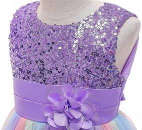 img 2 attached to Mesmerizing Super Fairy Flower Girls Sequin Mesh Tulle Rainbow Party Dress: A Princess-worthy Lace Ball Gown