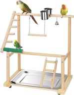 ibnotuiy pet parrot playstand: премиум двухуровневая птичья игровая площадка с петлями, лесницей, кормушками, колокольчиками и лотком - идеально подходит для корелл и канареек логотип