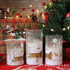 img 1 attached to 🕯️ DRomance Holiday LED Window Pillar Decor Candles - Set of 3 Real Wax Flickering Flameless Candles with Snowman Decal, Battery Operated and Timer, 10-Key Remote Control Included, 3 x 4, 5, 6 Inches