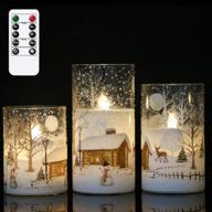 🕯️ dromance holiday led window pillar decor candles - set of 3 real wax flickering flameless candles with snowman decal, battery operated and timer, 10-key remote control included, 3 x 4, 5, 6 inches логотип