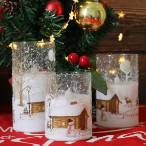 img 2 attached to 🕯️ DRomance Holiday LED Window Pillar Decor Candles - Set of 3 Real Wax Flickering Flameless Candles with Snowman Decal, Battery Operated and Timer, 10-Key Remote Control Included, 3 x 4, 5, 6 Inches