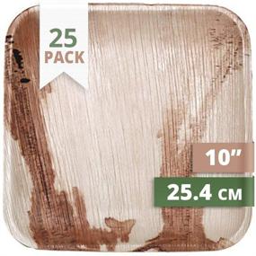 img 1 attached to Eco-Friendly CaterEco Square Palm Leaf Plates Set (Pack of 25) - Heavy Duty Biodegradable Dinnerware for Wedding, Camping & More