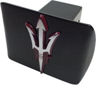 🔱 asu arizona state university metal hitch cover - chrome with maroon trim on black metal logo