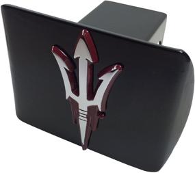 img 1 attached to 🔱 ASU Arizona State University Metal Hitch Cover - Chrome with Maroon Trim on Black Metal