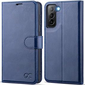 img 4 attached to 📱 Dark Blue OCASE Galaxy S21 5G Wallet Case: RFID Blocking PU Leather Flip Folio with Kickstand and Card Holders, Shockproof TPU Inner Shell Phone Cover