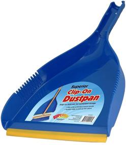 img 1 attached to Superio Clip-On Dustpan - Blue Plastic, Heavy-Duty Design with Easy Grip and Rubber Edge - Detailed Sweeping Debris, Fits Standard Brooms - Perfect for Home & Commercial Dusting and Cleaning Tool (1)