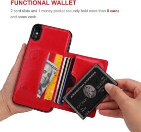 img 1 attached to Red Leather Wallet Case for iPhone Xs Max 6.5 Inch with Credit Card Holder, Kickstand, Shockproof Protection, Magnetic Closure - KIHUWEY