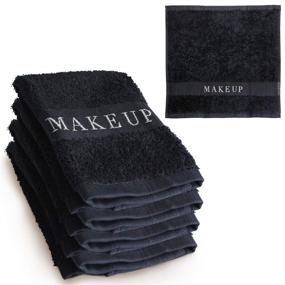 img 4 attached to 🧖 The Little Black Towel - Luxurious Makeup Remover Cloth: Gentle Face Wash, Eye Liner & Mascara Removal, plus Foundation Eraser. Bleach Resistant, Soft Jacquard Lettering, Pack of 4