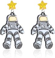 🚀 tianhongyan cute acrylic spaceman earrings - creative cartoon astronaut stud earrings, hypoallergenic statement jewelry for women and girls logo