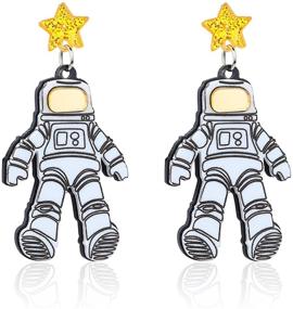 img 4 attached to 🚀 TIANHONGYAN Cute Acrylic Spaceman Earrings - Creative Cartoon Astronaut Stud Earrings, Hypoallergenic Statement Jewelry for Women and Girls