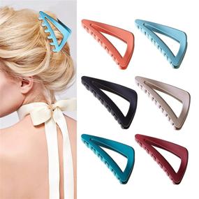 img 4 attached to Non-Slip Triangle Hair Claw Clips Set - 6 Pieces Matte Hair Clips for Women, Fine & Thick Hair, Strong Hold - Resin Hair Accessories for Girls - 3.3 Inch